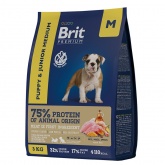 Сухой корм BRIT Premium для щенков средних пород Курица 3кг