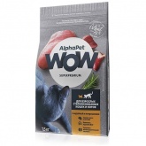 AlphaPet WOW сухой корм для стерилизованных кошек с индейкой и потрошками, 350 г