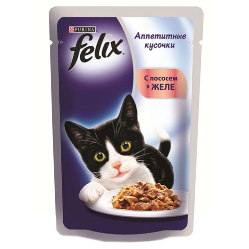 Felix влажный корм для кошек с лососем в желе, 85 г