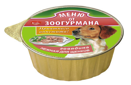 Влажный корм Зоогурман Меню от зоогурмана для щенков Говядина нежная 125г