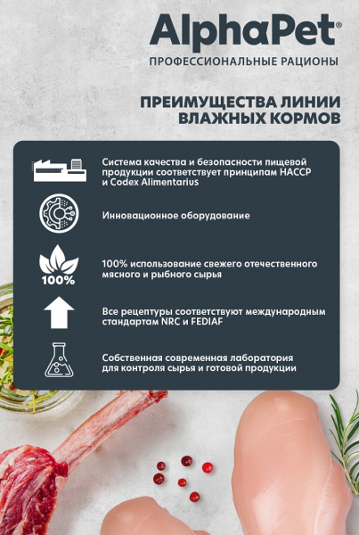AlphaPet влажный корм для собак с телятиной и тыквой в соусе, 100 г