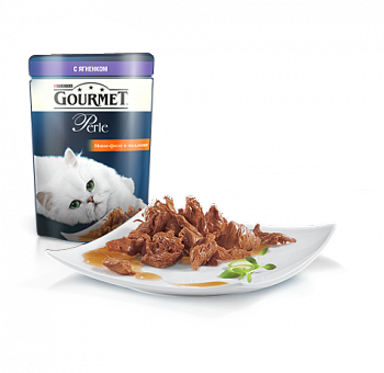 Gourmet Perle влажный корм для кошек с ягнёнком в соусе, 85 г