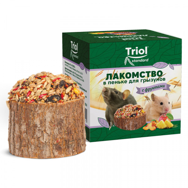 Triol лакомство в пеньке д/грыз с фруктами 70 г