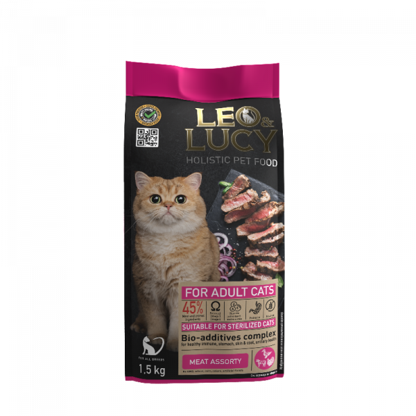 LEO&LUCY холистик для кошек мясное ассорти 1кг