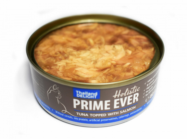 Prime Ever для кошек тунец с лососем в желе 80г