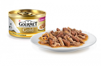 Gourmet Gold для кошек консервы кусочки в соусе утка индейка 85г
