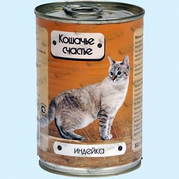Кошачье счастье влажный корм для кошек с индейкой, 410 г