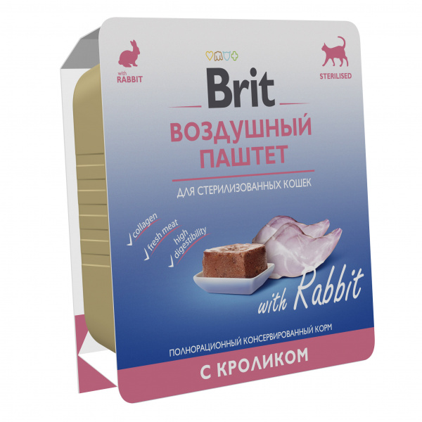 Brit Premium воздушный паштет для стерилизованных кошек с кроликом, 100 г