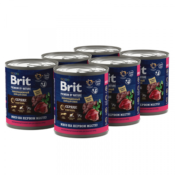 Brit Premium by Nature влажный корм для собак с сердцем и печенью, 850 г