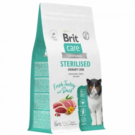 Brit Care Sterilised Urinary Care сухой корм для стерилизованных кошек с индейкой и уткой, 1,5 кг