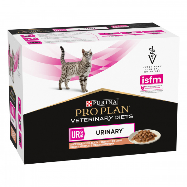 Purina Pro Plan Veterinary Diets UR для кошек пауч диета при Мочекаменной болезни лосось 85г