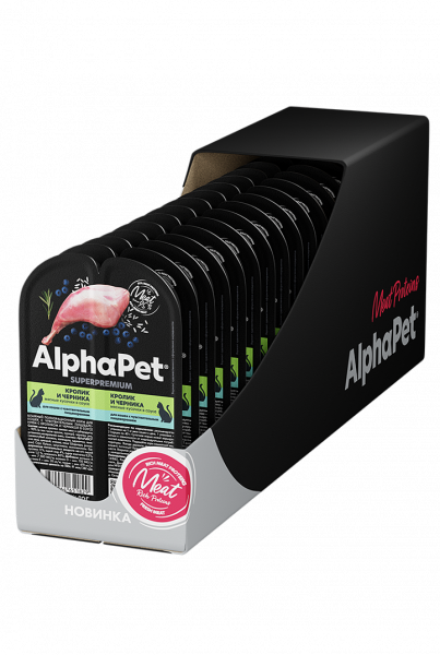 AlphaPet (АльфаПет) для кошек Кролик и черника в соусе 80г