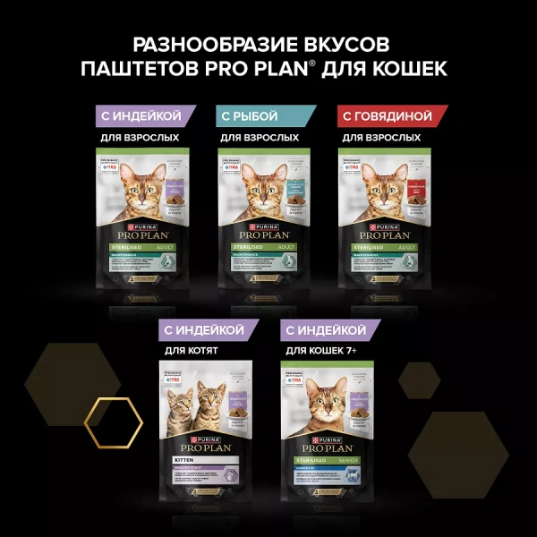 Pro Plan влажный корм для стерилизованных кошек, паштет с говядиной, 75 г