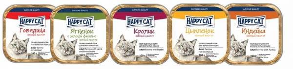 Happy Cat консервы для кошек паштет кролик 100г