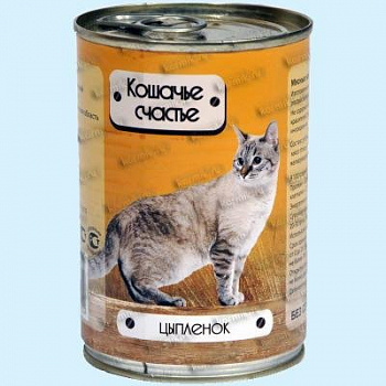 Кошачье счастье влажный корм для кошек с цыплёнком, 410 г