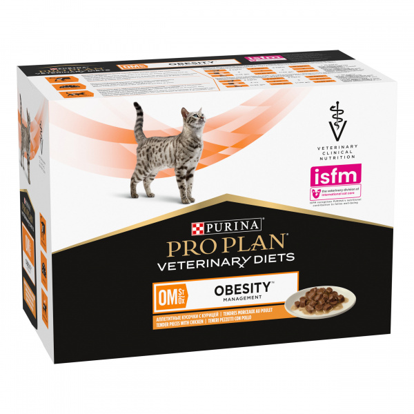 Purina Pro Plan Veterinary Diets OM для кошек пауч диета при ожирении 85г