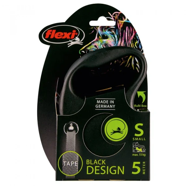 ФЛЕКСИ Рулетка Black Design S ремень 5м 15кг серебряная