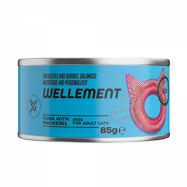 Wellement (Веллемент) консервы паштет для взрослых кошек Тунец с макрелью, 85 г