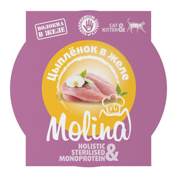 Molina влажный корм для котят с цыплёнком в желе, 75 г