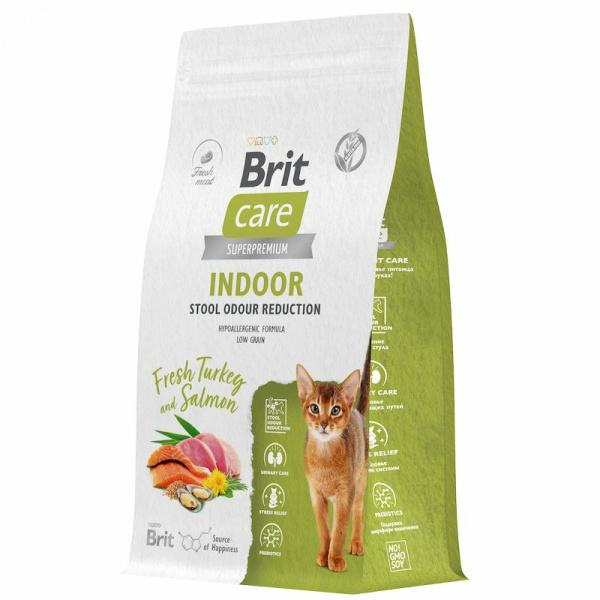 Brit (Брит) Care Cat Indoor Stool Odour Reduction для кошек живущих в квартирах с индейкой и лососем 400г