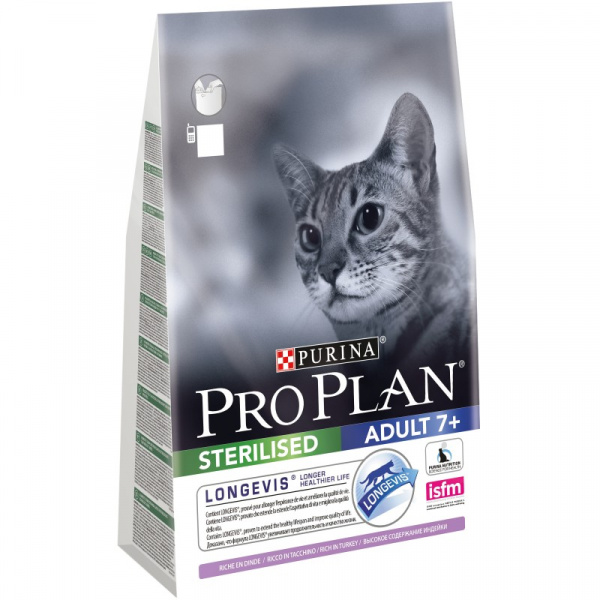 Purina Pro Plan (Пурина Про План) для стерилизованных кошек и кастрированных котов старше 7 лет, индейка, 3 кг