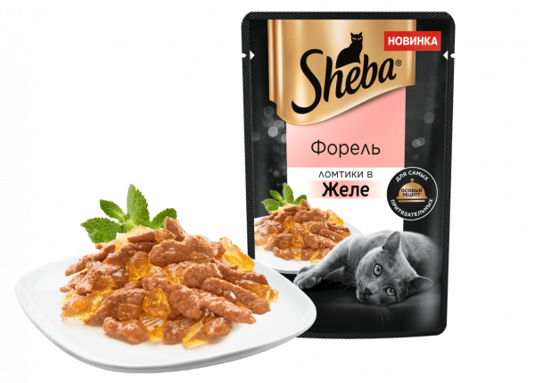 Sheba Pleasure влажный корм для кошек с форелью в желе, 75 г