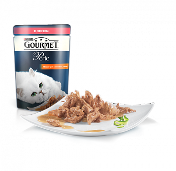 Gourmet Perle влажный корм для кошек с лососем, кусочки в соусе, 85 г