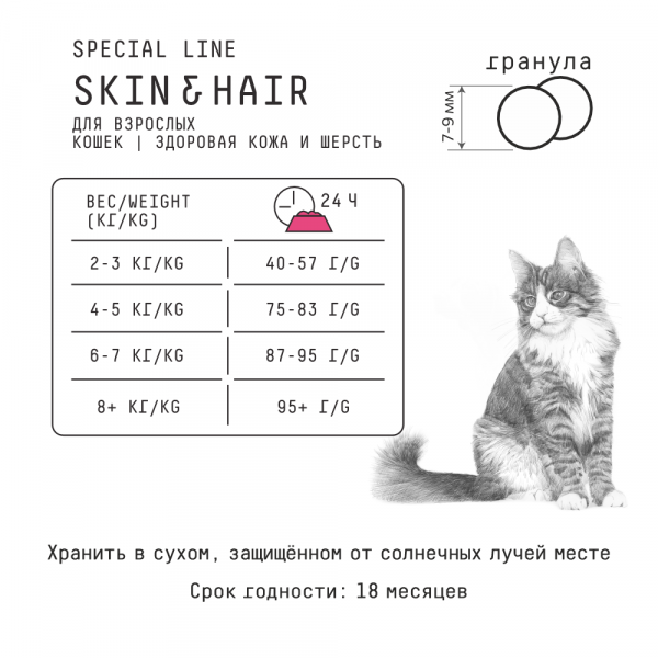 Ajo Cat Skin & Hair сухой корм для кошек для здоровья кожи и шерсти, 1,5 кг