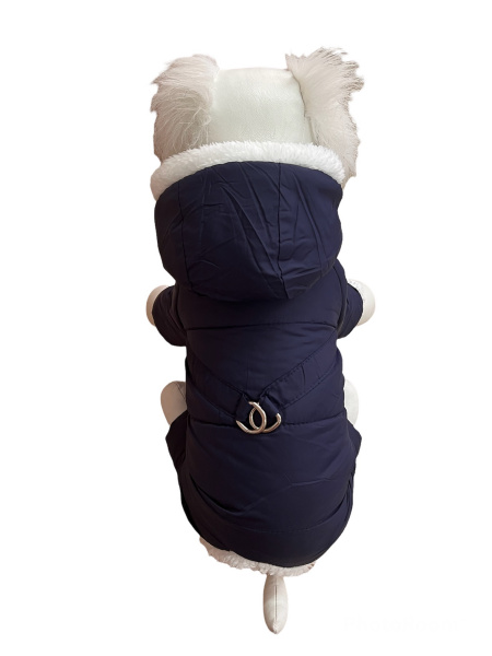 Комбинезон шлейка Pet мех, синий, S