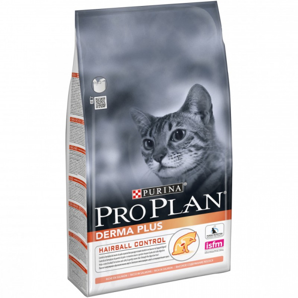 Purina Pro Plan Derma Plus сухой корм для кошек с чувствительной кожей с лососем, 1,5 кг