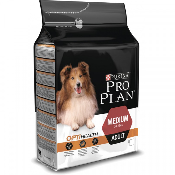 Сухой корм Purina Pro Plan для взрослых собак средних пород, курица с рисом, 3 кг