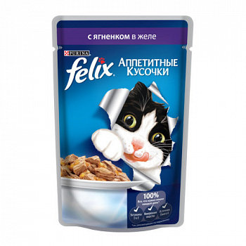Felix для кошек пауч кусочки в желе ягнёнок 85г