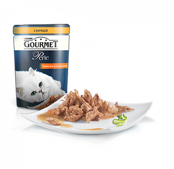 Gourmet Perle влажный корм для кошек с курицей, кусочки в соусе, 85 г