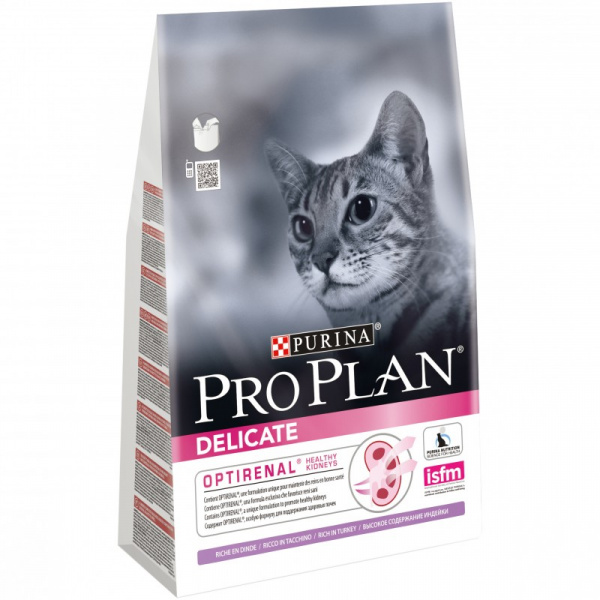 Purina Pro Plan Delicate сухой корм для кошек с чувствительным пищеварением с индейкой, 3 кг