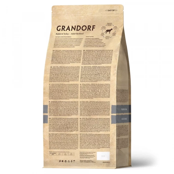 Grandorf сухой корм для стерилизованных кошек с кроликом и индейкой, 8 кг