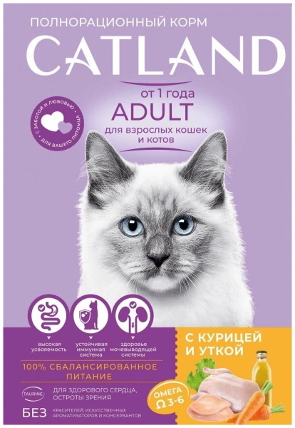 CATLAND для кошек курица утка 350г