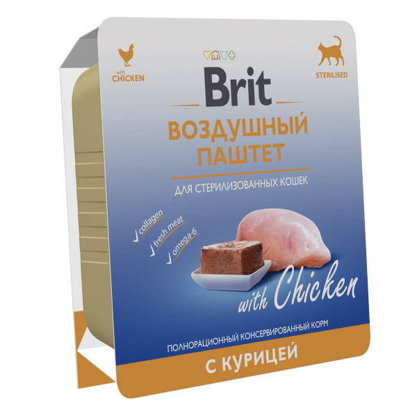 Brit Premium воздушный паштет для стерилизованных кошек с курицей, 100 г