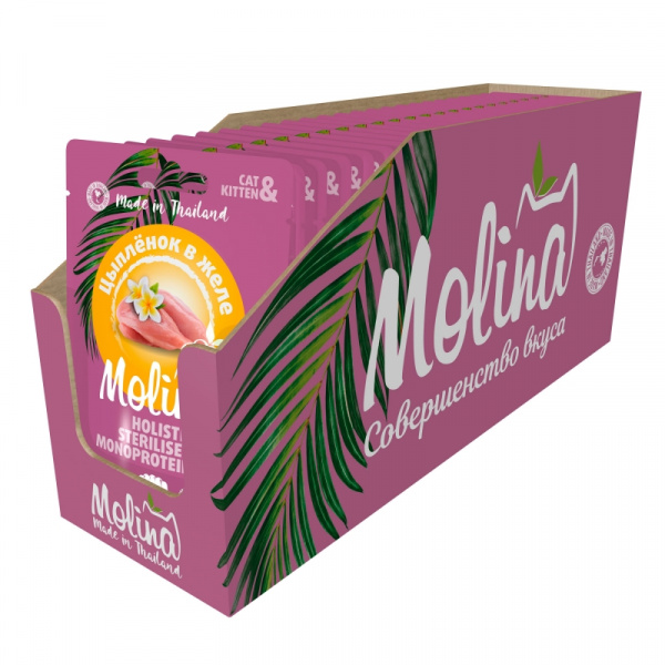 Molina влажный корм для кошек с цыплёнком в желе, 70 г