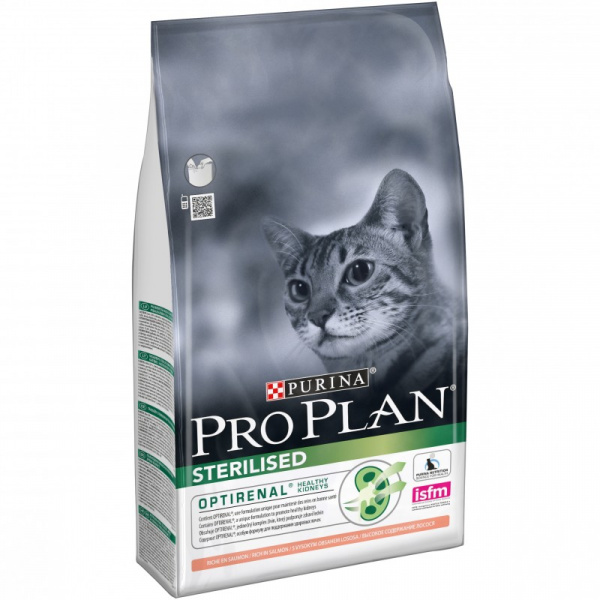 Purina Pro Plan сухой корм для стерилизованных кошек и кастрированных котов с лососем, 1,5 кг