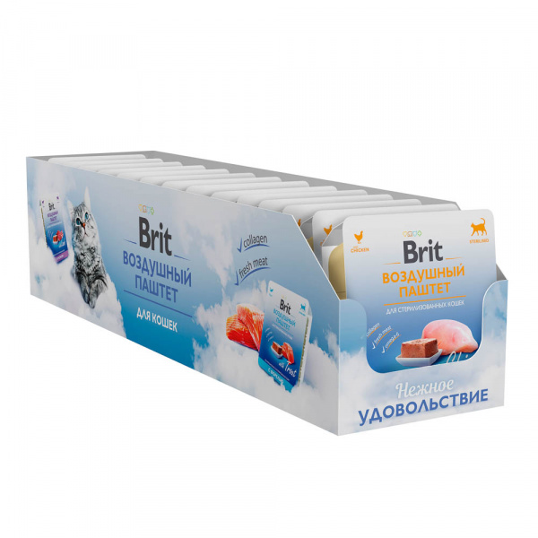 Brit Premium воздушный паштет для стерилизованных кошек с курицей, 100 г