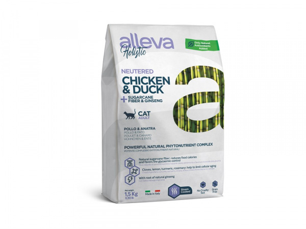 Alleva Holistic сухой корм для стерилизованных кошек с курицей и уткой, 1,5 кг