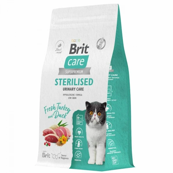 Brit Care Sterilised Urinary Care сухой корм для стерилизованных кошек с индейкой и уткой, 400 г