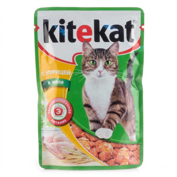 Kitekat влажный корм для кошек с курицей в желе, 85 г