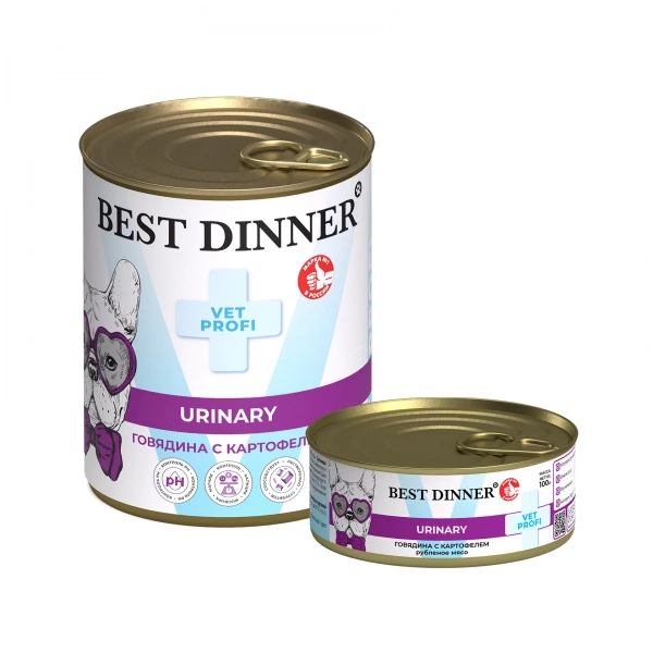 Влажный корм Best Dinner (Бэст Динер) VET PROFI Urinary для собак консервы Говядина 340г